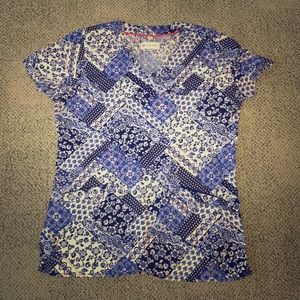 Women's Royal Blue Paisley Scrub Top