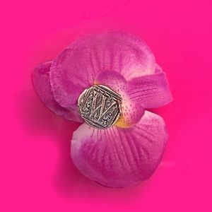 Large W Silver Square Waxing Poetic Charm