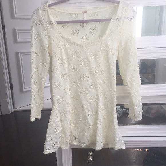 Flower cream free people top medium