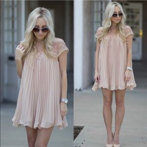Pink Babydoll Embroidered Dress