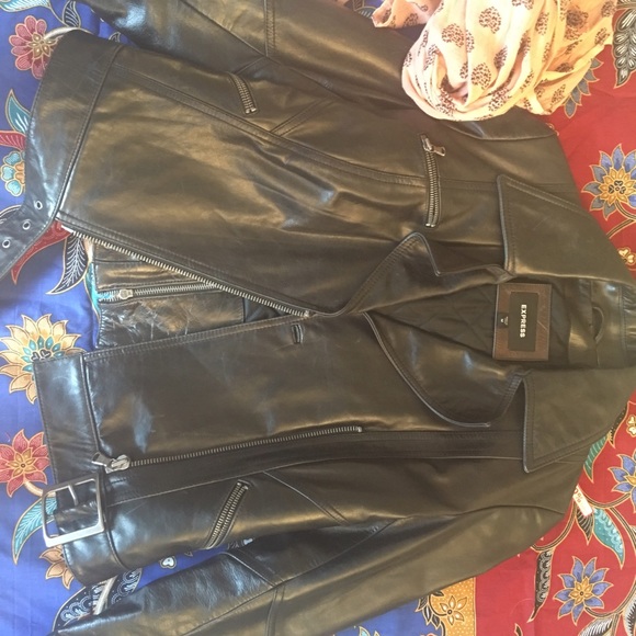 Express vintage leather motorcycle jacket