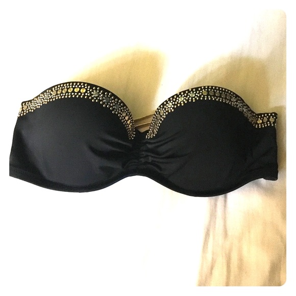 Victorias Secret Black and gold strappy bikini top