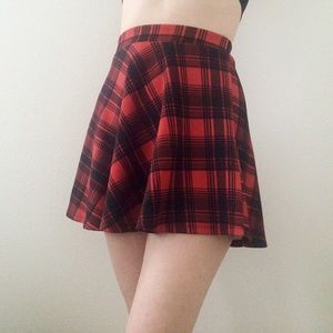 Red Plaid Circle Skirt from Forever21