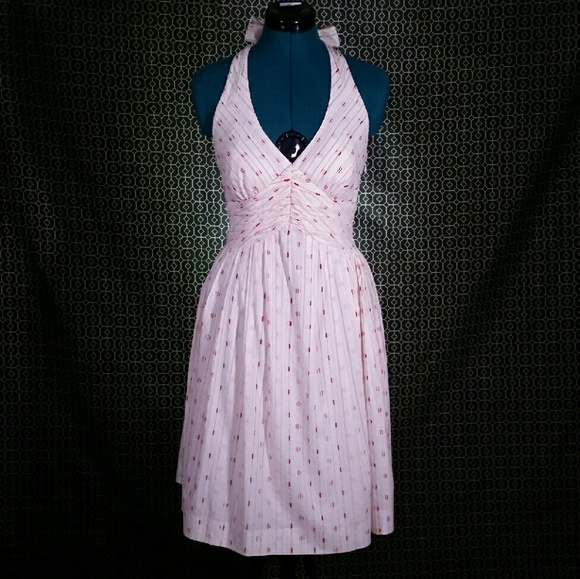 Anthro Flocked Cotton Halter Dress