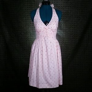 Anthro Flocked Cotton Halter Dress