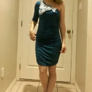 Teal miscope dress