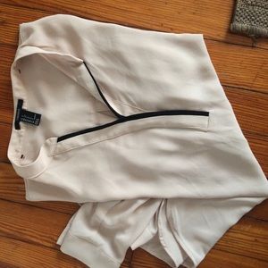 Tan and black sheer blouse