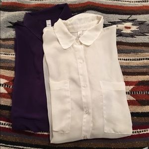Lot of 2 American Apparel Chiffon Button Up