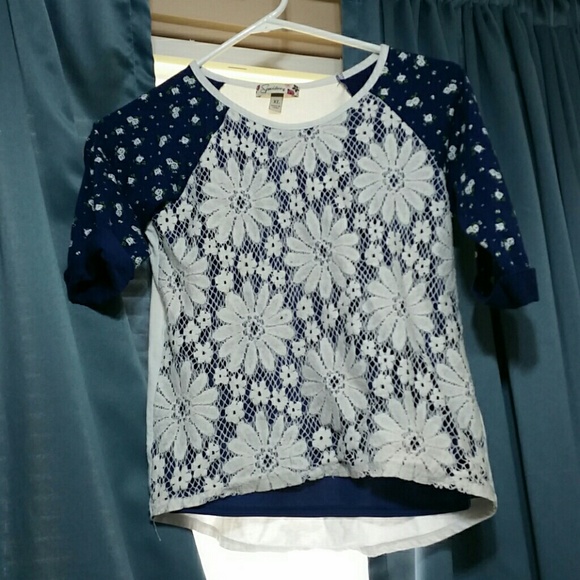 Lace and Navy Shirt - Picture 1 of 1