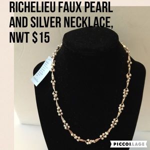 Stocking stuffer. Faux Pearl/Silver Necklace