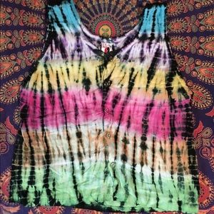 Flash back unlimited tie dye button up tank/vest.