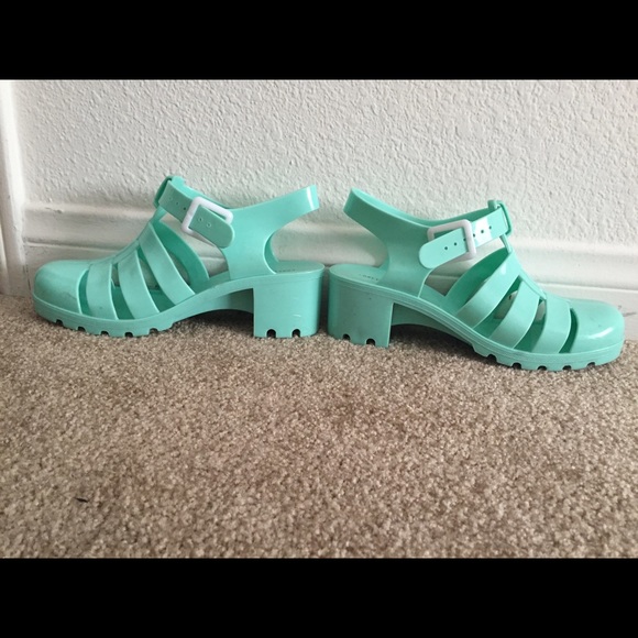 Mint green jelly sandals