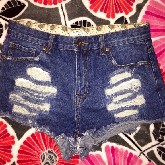 F21 Dark Denim Festival Shorts