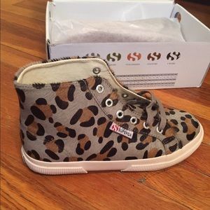 BNWT Superga Leopard Pony Hair Sneaker Sz 6.5