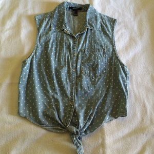 Knotted "denim" shirt