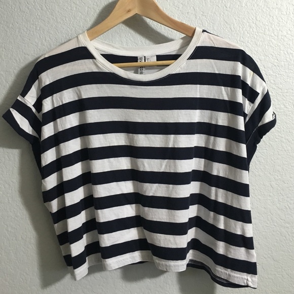 Navy and White Strip Croptop