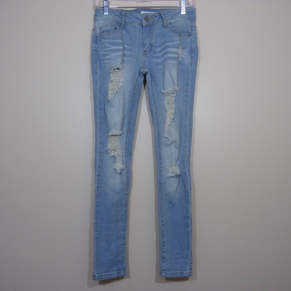 Blue Asphalt Distressed Skinny Jeans