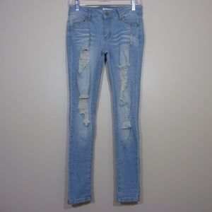 Blue Asphalt Distressed Skinny Jeans