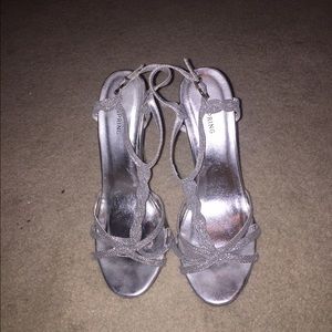 Silver strapped heels