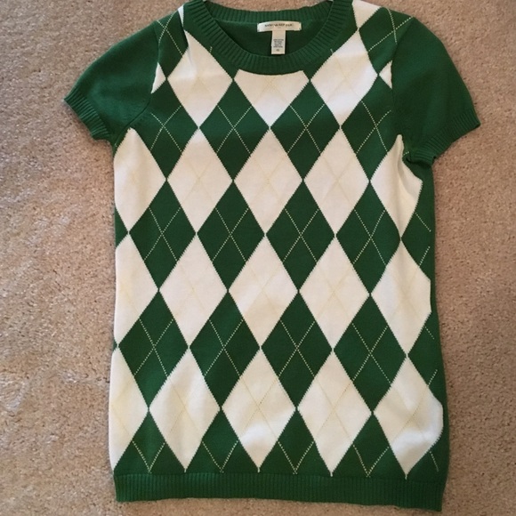 Banana republic green and yellow argyle Top