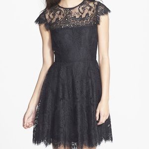 BB Dakota Rhianna illusion dress blk & sapphire S4