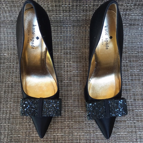 kate spade Shoes - 🎉HOST PICK🎉 Kate Spade Black Shimmer Bow Heels