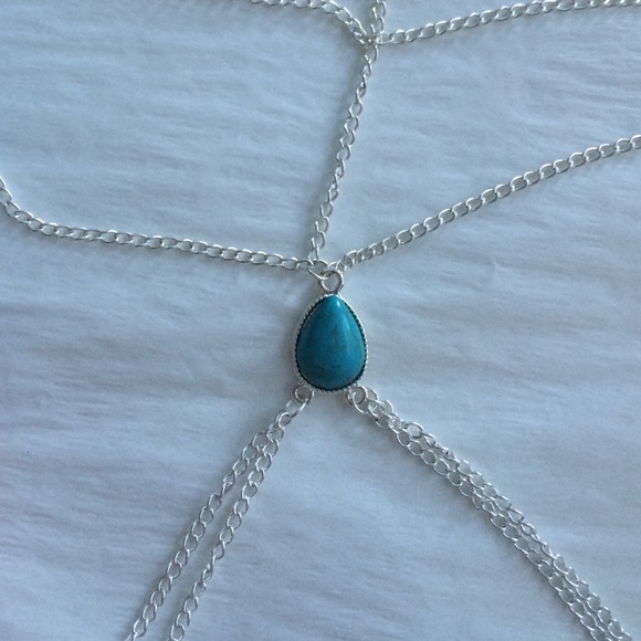 Silver Blue Stone Boho Thigh Chain - Picture 2 of 3