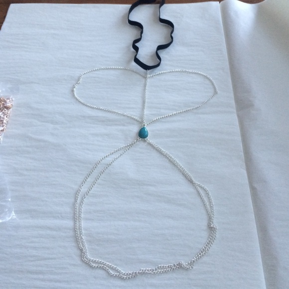 Silver Blue Stone Boho Thigh Chain - Picture 3 of 3