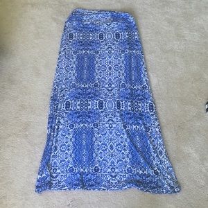 Blue and white maxi skirt