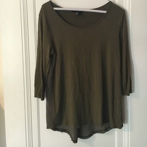 Army green tunic top w sheer back