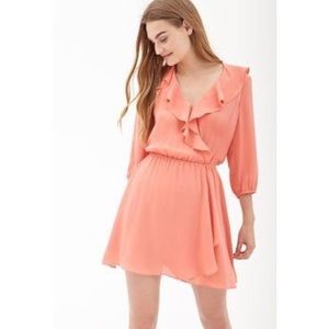 Forever 21 peach ruffle mini dress