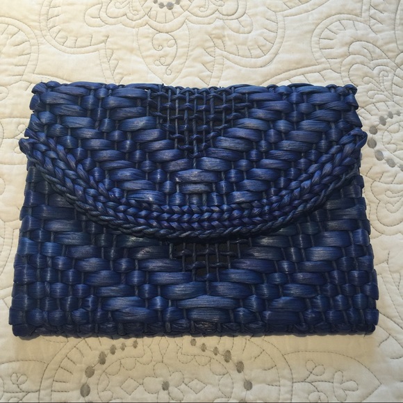 Target cobalt blue raffia clutch