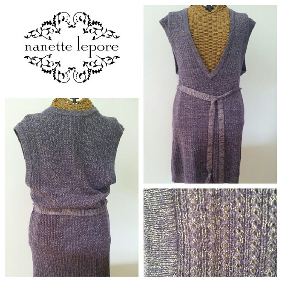 SOLD NANETTE LEPORE purple sweater dress M - Picture 2 of 4