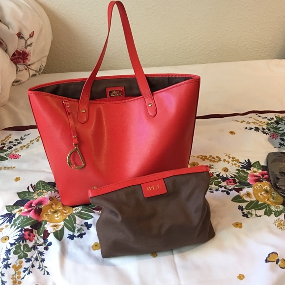 Beautiful hot orange Ralph Lauren tote - Picture 3 of 4