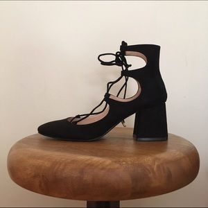 NWB Zara Lace-up Black Heels, US Women's 7.5