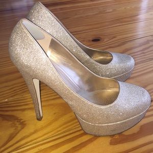 Aldo platform pumps - gold champagne glitter