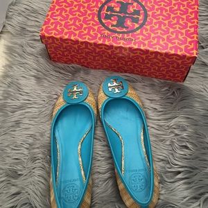 Tory Burch Reva Raffia Straw Flats