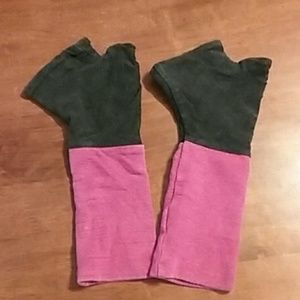 Texture hemp Knit mitts fingerless wristwarmers