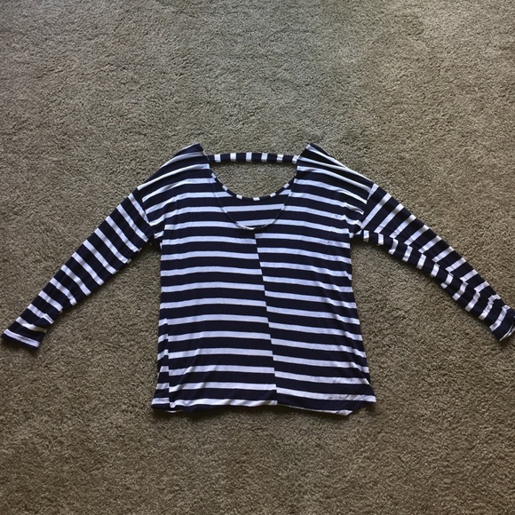 White/navy striped long sleeve - Charlotte Russe