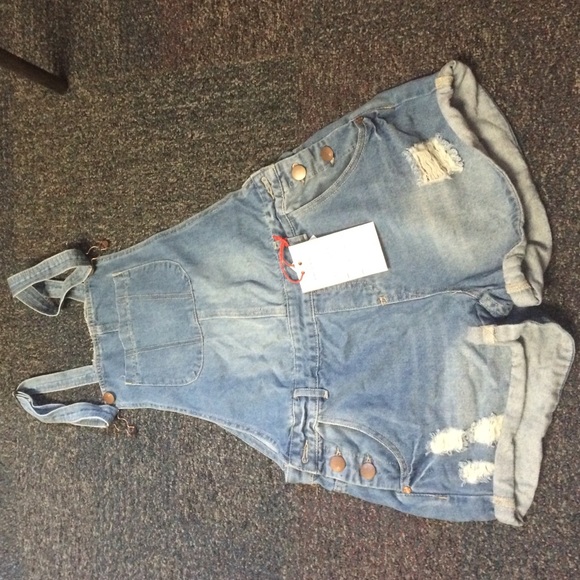 Cottonon shortall overalls in light blue denim