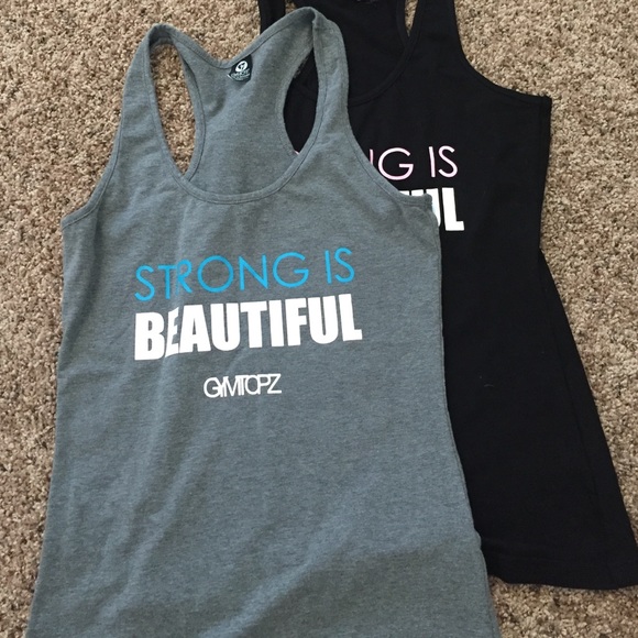 Two pack of Strong is Beautiful gym tanks