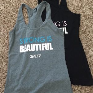 Two pack of Strong is Beautiful gym tanks