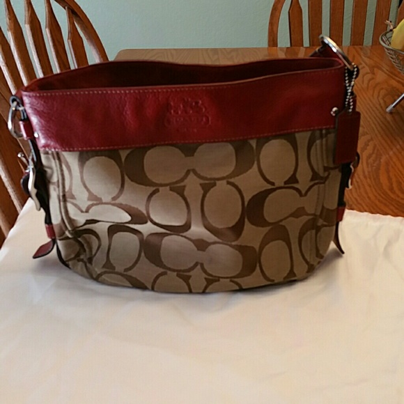 Coach red and brown bag