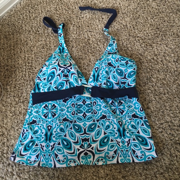 Blue flowered swimsuit top/tankini