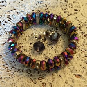Sparkly Stretch Bracelet W/ Earrings