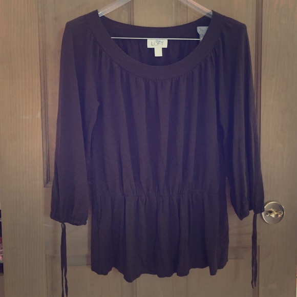 LOFT 3/4 Brown Peplum Top