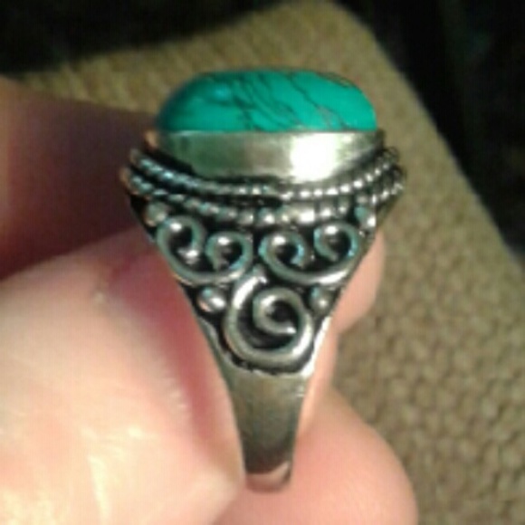 New Santa Rosa Turquoise 925S Overlay Rg, 6.5 - Picture 2 of 4