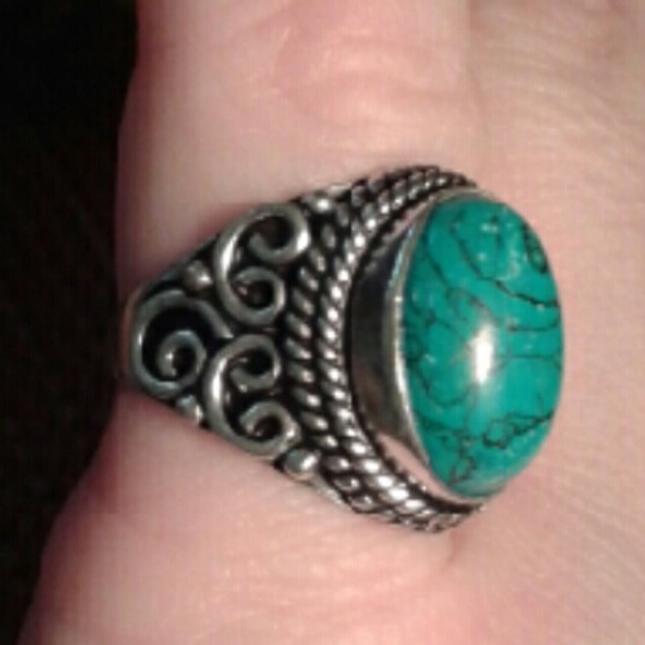 New Santa Rosa Turquoise 925S Overlay Rg, 6.5 - Picture 3 of 4