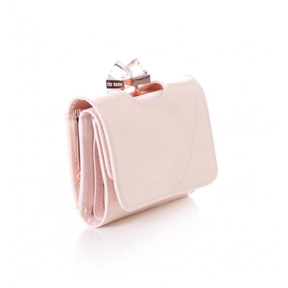 Pink patent crystal bow wallet