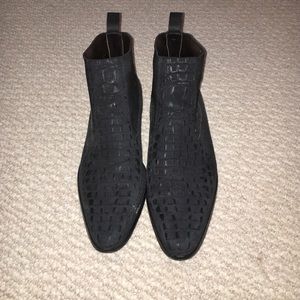 Black leather Italian men's boots